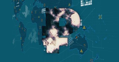 Dünya haritası ve verileri üzerinde ruble simgesi resmi. Sosyal medya, iş ve dijital arayüz kavramı dijital olarak oluşturulmuş görüntü.