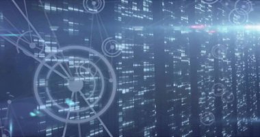 Veri işleme ve bağlantı ağlarının resmi. Küresel finans, iş, bağlantılar, hesaplama ve veri işleme kavramı dijital olarak oluşturuldu.