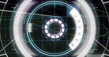 Dijital veri işleme ile tarama alanının görüntüsü. Küresel siber güvenlik, bağlantılar, hesaplama ve veri işleme kavramı dijital olarak oluşturuldu