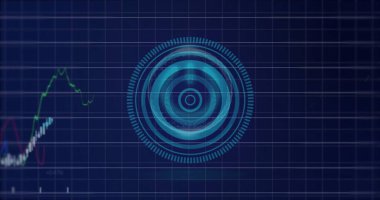 Kapsam taramasında finansal veri işleme resmi. Küresel finans, iş, bağlantılar, hesaplama ve veri işleme kavramı dijital olarak oluşturuldu.