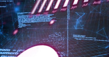 İkili kodlama dijital veri işleme resmi ve siyah arkaplan üzerindeki bağlantılar. Dijital olarak oluşturulmuş küresel bağlantılar, hesaplama ve veri işleme kavramı.