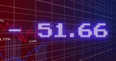 Digital numbers and fluctuating graphs, financial data analysis image. Finance, analytics, investment, trends, economy, growth clipart