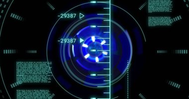 Kapsam taramasında veri işleme resmi. Bilim, teknoloji ve dijital arayüz kavramı dijital olarak oluşturuldu.