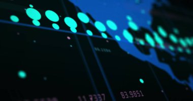 Veri işleme üzerinden dünya haritasının resmi. Teknoloji ve dijital arayüz kavramı dijital olarak oluşturuldu.