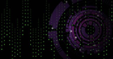 İkili kodlama üzerinde tarama kapsamı resmi. Küresel teknoloji ve dijital arayüz konsepti dijital olarak oluşturuldu.