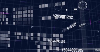 Titreşen sunucular üzerinde veri işleme resmi. Dijital olarak oluşturulmuş küresel bağlantılar, hesaplama ve veri işleme kavramı.