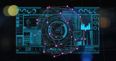 Grafikler ve grafikler ile gelecekteki veri arayüzü, ağ bağlantıları resmi. Teknoloji, dijital, analitik, sanal, siber, yenilik