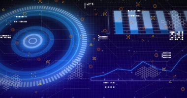 Dürbünün ötesindeki dijital veri işleme resmi. Dijital olarak oluşturulmuş küresel bağlantılar, hesaplama ve veri işleme kavramı.