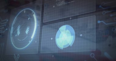 Siyah arkaplanda dijital veri işleme resmi. Dijital olarak oluşturulmuş küresel bağlantılar, hesaplama ve veri işleme kavramı.