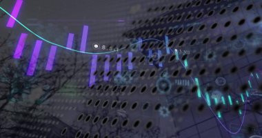 Dijital veri işleme görüntüsü. Dijital olarak oluşturulmuş küresel bağlantılar, hesaplama ve veri işleme kavramı.