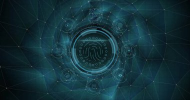 Siyah arkaplan üzerinde veri koruma metni, bağlantı ve veri işleme resmi. Dijital olarak oluşturulmuş küresel bağlantılar, hesaplama ve veri işleme kavramı.