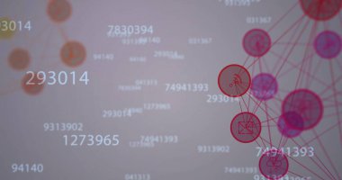 Beyaz arkaplan üzerinde simgeler ve veri işleme ile bağlantı ağının resmi. Sosyal medya, teknoloji ve dijital arayüz kavramı dijital olarak oluşturuldu.