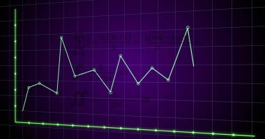 Mavi arkaplan üzerindeki veri işleme ve diyagramlarının resmi. Küresel teknoloji, iş ve dijital arayüz kavramı dijital olarak oluşturulmuş görüntü.