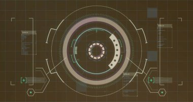 Kapsam taramasında veri işleme resmi. İş, teknoloji ve dijital arayüz kavramı dijital olarak oluşturuldu.