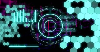 Diyagramlar ve veri işleme üzerinden tarama kapsamı resmi. Teknoloji, iş ve dijital arayüz kavramı dijital olarak oluşturulmuş görüntü.