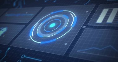 Siyah arkaplan üzerinde tarama ve dijital veri işleme resmi. Dijital olarak oluşturulmuş küresel bağlantılar, hesaplama ve veri işleme kavramı.