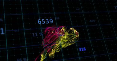 Sayısal değerleri ve yüzdeleri olan şebeke üzerinde renkli veri görselleştirme resmi. analitik, rapor, metrik, bilgi, grafik, sunum