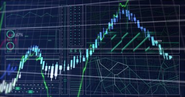 Siyah arkaplan üzerinde dijital veri işleme resmi. Dijital olarak oluşturulmuş küresel bağlantılar, hesaplama ve veri işleme kavramı.