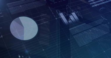 Siyah arkaplan üzerinde dijital veri işleme resmi. Dijital olarak oluşturulmuş küresel bağlantılar, hesaplama ve veri işleme kavramı.