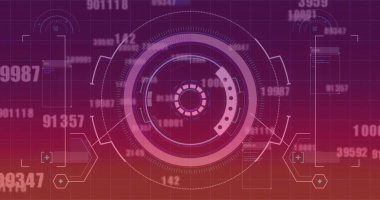 Diyagramlar ve taramalar üzerinden veri işleme görüntüsü. Küresel teknoloji ve dijital arayüz konsepti dijital olarak oluşturuldu.