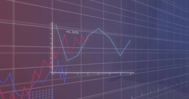 Izgara arkaplanı üzerinde dijital veri işleme resmi. Dijital olarak oluşturulmuş küresel bağlantılar, hesaplama ve veri işleme kavramı.