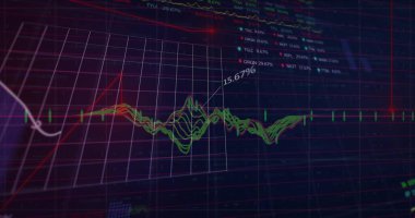 Siyah zemin üzerinde dijital veri işleme resmi. Dijital olarak oluşturulmuş küresel bağlantılar, hesaplama ve veri işleme kavramı.