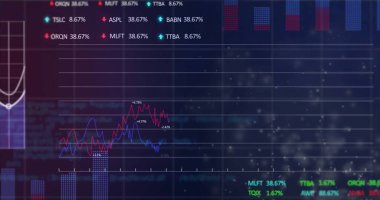 Karanlık arka planda finansal veri işleme resmi. Küresel finans, iş, bağlantılar, hesaplama ve veri işleme kavramı dijital olarak oluşturuldu.