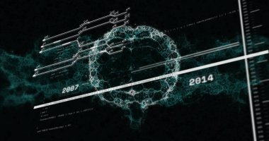 Veri işleme ve DNA ipliği üzerinde dönen beyin görüntüsü. Teknoloji ve dijital arayüz kavramı dijital olarak oluşturuldu.