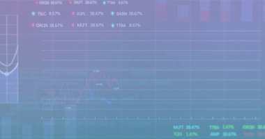Borsa üzerinde şema ve veri işleme resimleri. Küresel iş, teknoloji ve dijital arayüz kavramı dijital olarak oluşturulmuş görüntü.