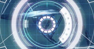 Su altı sahnesiyle deniz yaşamının gelecekteki dijital arayüz görüntüsü. Teknoloji, yenilik, okyanus, su, yüksek teknoloji, görselleştirme