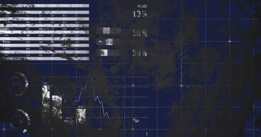Siyah arkaplan üzerinden finansal veri işleme resmi. Küresel finans, iş, bağlantılar, hesaplama ve veri işleme kavramı dijital olarak oluşturuldu.