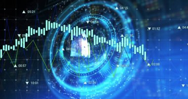 Veri işleme ve diyagramlar 6g metin ile tarama kapsamı üzerinde resim. Teknoloji, iş ve dijital arayüz kavramı dijital olarak oluşturulmuş görüntü.