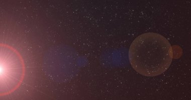 Parlayan ışık noktaları ve siyah arkaplanda yağan karın görüntüsü. Kış, renk, şekil, ışık ve hareket kavramı dijital olarak oluşturuldu.