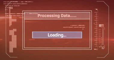 Veri işleme üzerine çubuk yükleme resmi. Küresel teknoloji ve dijital arayüz konsepti dijital olarak oluşturuldu.