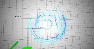 Kapsam taramasında finansal veri işleme resmi. Küresel finans, iş, bağlantılar, hesaplama ve veri işleme kavramı dijital olarak oluşturuldu.