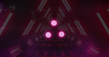 Siyah arkaplandaki dijital tünelin üzerindeki ışık lekeleri. Küresel teknoloji, bilgisayar ve dijital arayüz kavramı dijital olarak oluşturulmuş görüntü.