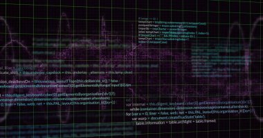 Karanlık arka planda veri işleme resmi. Küresel finans, iş, bağlantılar, hesaplama ve veri işleme kavramı dijital olarak oluşturuldu.