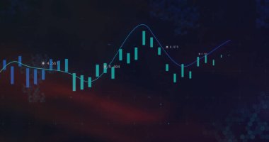 Siyah arka planda finansal veri işleme resmi. Küresel finansman, bilgisayar ve dijital arayüz kavramı dijital olarak oluşturulmuş görüntü.