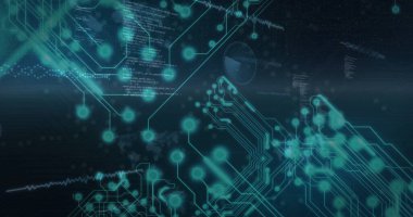 Veri işleme üzerinden bağlantı ağının resmi. Teknoloji ve dijital arayüz kavramı dijital olarak oluşturuldu.