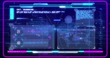 Siyah arkaplandaki bağlantı ağı üzerinden veri işleme resmi. Küresel teknoloji, hesaplama, bağlantılar ve dijital arayüz konsepti dijital olarak oluşturuldu.