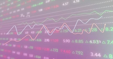 Finansal istatistikler üzerinden borsa verileri ve dalgalanan grafikler. Finans, yatırım, analitik, ekonomi, iş, büyüme