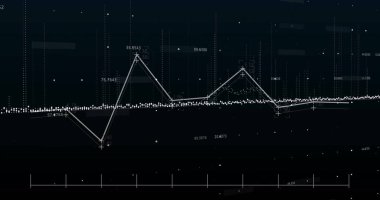 Siyah arka planda finansal veri işleme resmi. Küresel finansman, bilgisayar ve dijital arayüz kavramı dijital olarak oluşturulmuş görüntü.