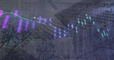 Bina üzerinde dijital veri işleme resmi. Dijital olarak oluşturulmuş küresel bağlantılar, hesaplama ve veri işleme kavramı.