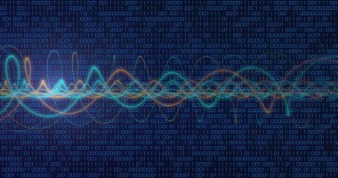 Siyah arkaplan üzerinde dijital veri işleme resmi. Dijital olarak oluşturulmuş küresel bağlantılar, hesaplama ve veri işleme kavramı.