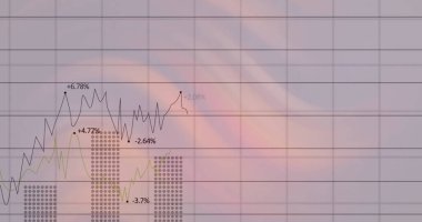 Beyaz arkaplan üzerindeki veri işleme ve diyagramlarının resmi. Teknoloji, iş ve dijital arayüz kavramı dijital olarak oluşturulmuş görüntü.