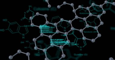 Moleküler yapı ve kimyasal formüller, bilimsel veri işleme görüntüsü. Bilim, kimya, laboratuvar, araştırma, atomlar, bileşikler