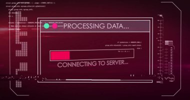Bilgisayar ekranında dijital veri işleme resmi. Dijital olarak oluşturulmuş küresel bağlantılar, hesaplama ve veri işleme kavramı.