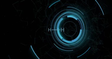 İkili kod ve dairesel desenlerle dönen mavi dijital arayüz, fütürist görüntü. Teknoloji, veri, soyut, yazılım, siber, sanal