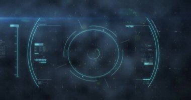 Kapsam taraması ve veri işleme üzerinde DNA ipliği ve virüs hücresi görüntüsü. Bilim ve dijital arayüz kavramı dijital olarak oluşturulmuş görüntü.