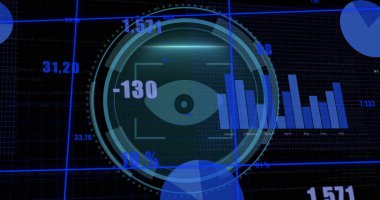 Siber güvenlik metni üzerinden veri işleme görüntüsü ve siyah arkaplan taraması. Küresel teknoloji, bilgisayar, çevrimiçi güvenlik ve dijital arayüz kavramı dijital olarak oluşturulmuş görüntü.